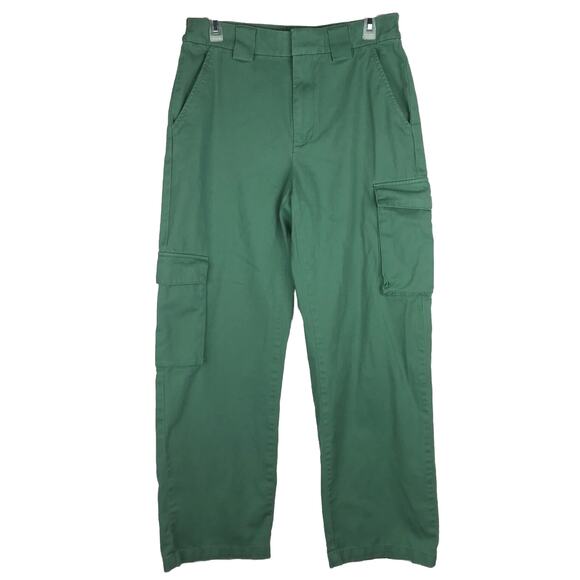 TNA Aritzia High Rise Cargo Pants Straight Leg Multi Pockets Cotton Green Medium - Picture 1 of 12